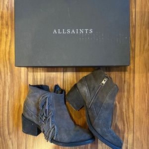 All Saints Suede Fringe Bootie